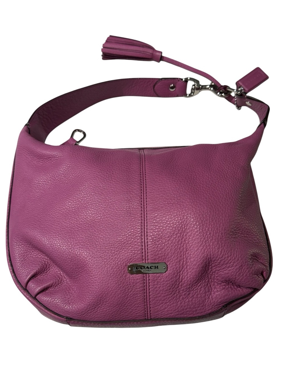 COACH Avery Hobo Purple Bag Pebbled Leather Silver Hardware F23960